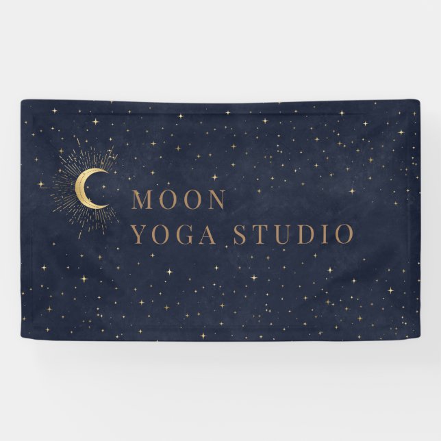 Moon Stars Midnight Blue Banner (Horizontal)