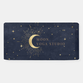 Moon Stars Midnight Blue Banner