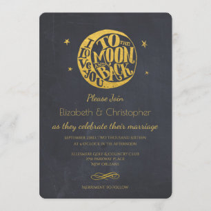 Moon & Stars mit romantischem Sprichwort-Hochzeits Einladung