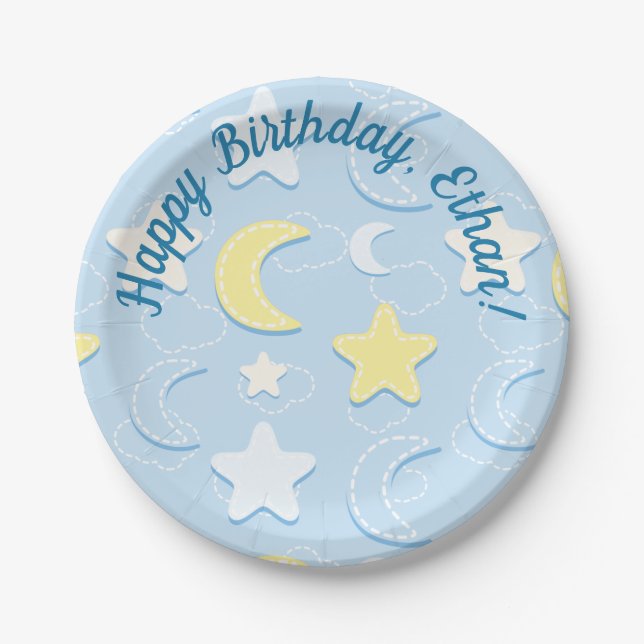 Moon & Stars Muster Pappteller (Vorderseite)