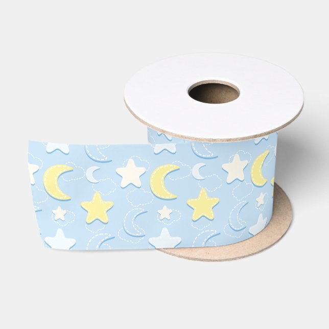Moon & Stars Muster Satin Ribbon Satinband (Spule)