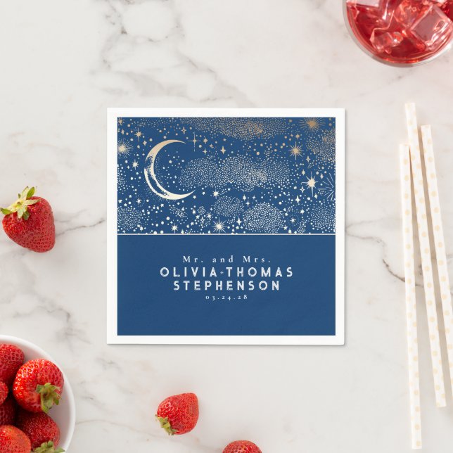 Moon Stars Night Sky Mysantic Romantic Serviette (Beispiel)