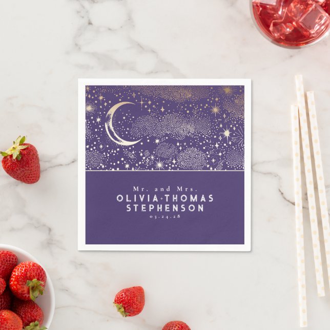Moon Stars Night Sky Mysantic Romantic Serviette (Beispiel)