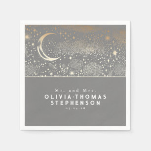 Moon Stars Night Sky Mysantic Romantic Serviette