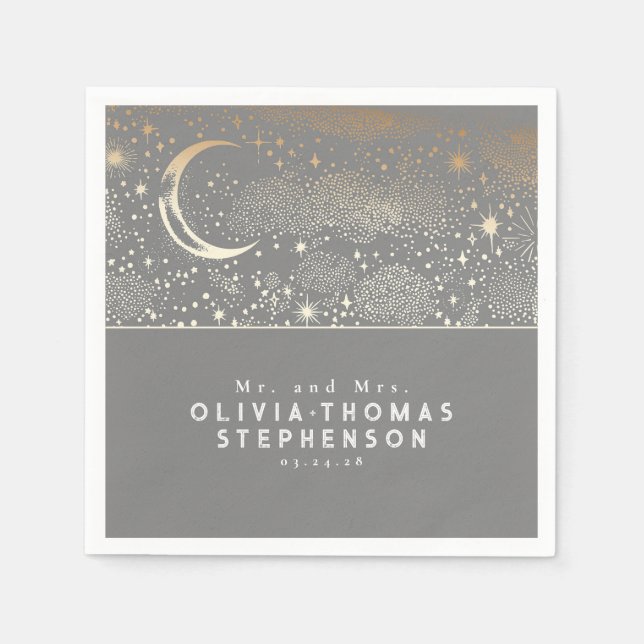 Moon Stars Night Sky Mysantic Romantic Serviette (Vorderseite)