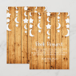 Moon & Stars Oak Wood Book Request Baby Dusche Einladung