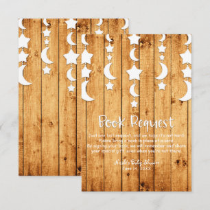 Moon & Stars Oak Wood Book Request Baby Dusche Einladung