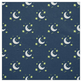 Moon & Stars Original Textile Print auf Navy Stoff