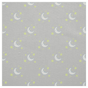 Moon & Stars Original Textile Print - Grau Stoff