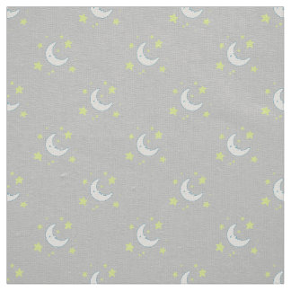Moon & Stars Original Textile Print - Grau Stoff
