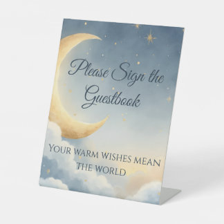 Moon & Stars Pedestal Gästebuchunterschrift Sockelschild