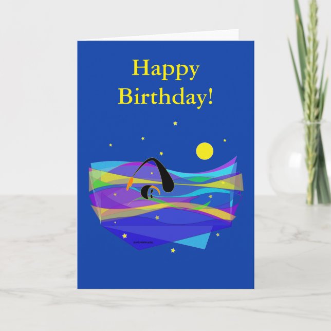 Moon Stars Schwimmer Geburtstag geklappte Grußkart Karte (Vorderseite)
