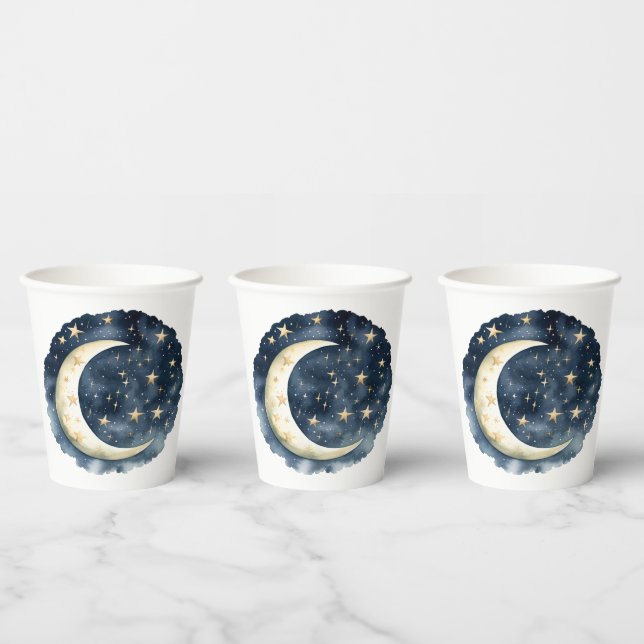 Moon Stars Space Gender Neutral Baby Dusche Pappbecher (Multi)