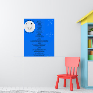 Moon Stars Spaß Kindergedicht Großes Poster