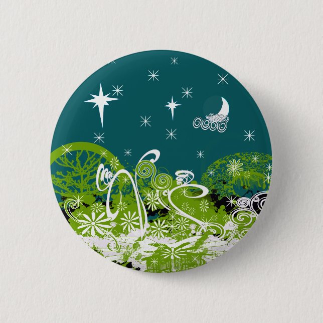 Moon Stars Swirl Paint Platsch Button (Vorderseite)