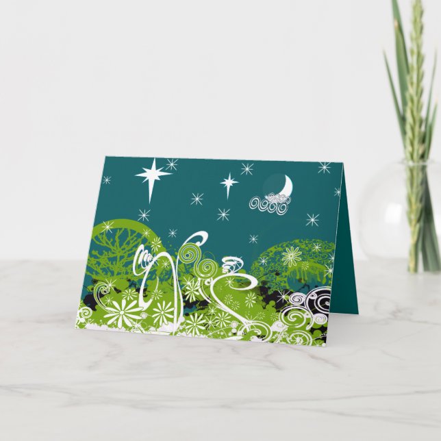 Moon Stars Swirl Paint Platsch Feiertagskarte (Vorderseite)