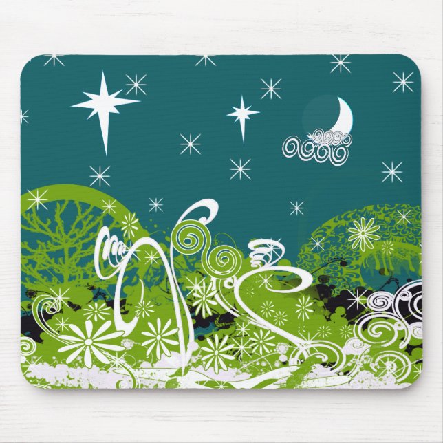Moon Stars Swirl Paint Platsch Mousepad (Vorne)
