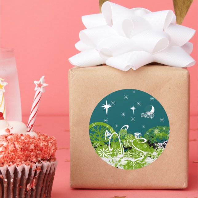 Moon Stars Swirl Paint Platsch Runder Aufkleber (Party)