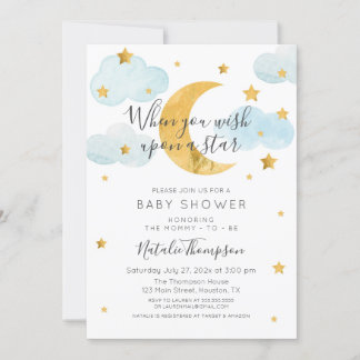 Moon & Stars theme Baby Shower Einladung