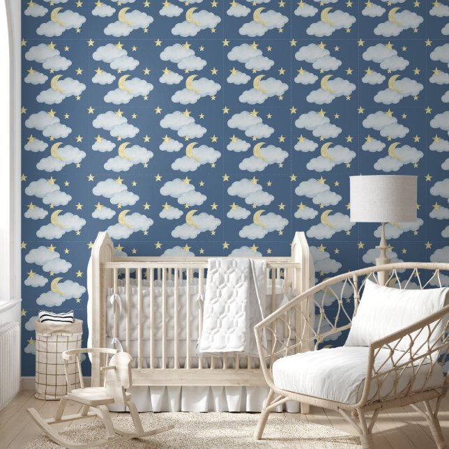 Moon Stars Wolken Sky Neutral Baby Kinderzimmer Tapete (Kinder)