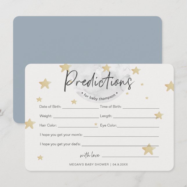 Moon startet Voraussagen Boy Baby Shower Card Einladung (Vorne/Hinten)