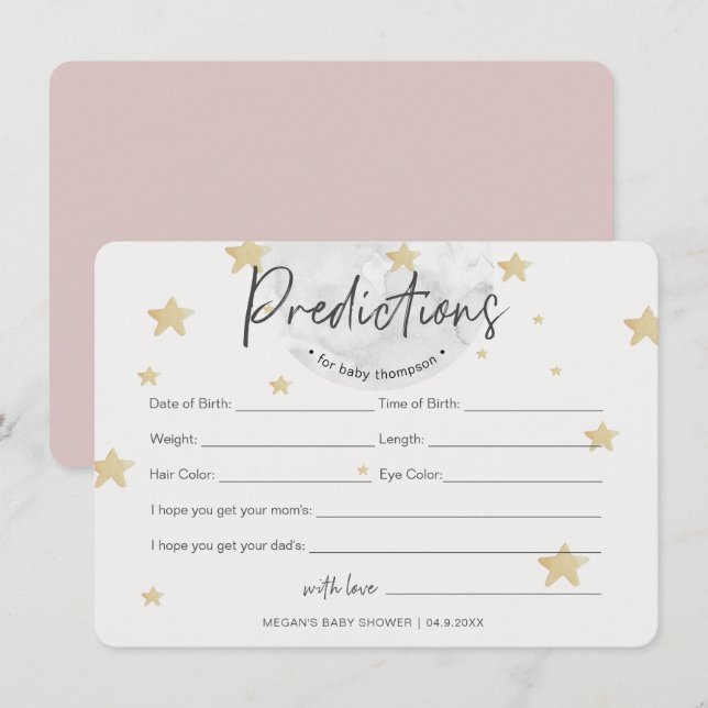 Moon startet Vorhersagen Girl Baby Shower Card Einladung (Vorne/Hinten)