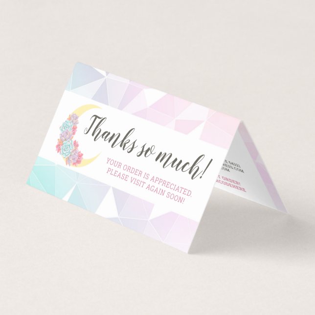 Moon & Succulent Pastel Mystic Boho Dankeschön Kar (Vorderseite)