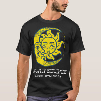 Moon Sun Solar Eclipse 2024 Totalität 8. April Fra T-Shirt