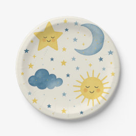 Moon, Sun, Stars & Cloud Baby Dusche Pappteller