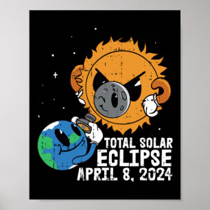 Moon Sun Total Solar Eclipse April 8 2024 Totalitä Poster
