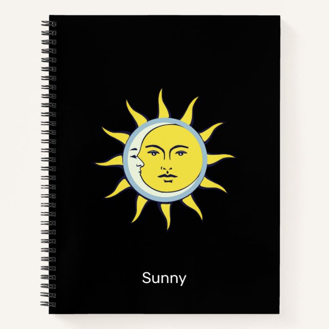 Moon & Sun-Verbindung auf schwarz Notizbuch (Vorderseite)