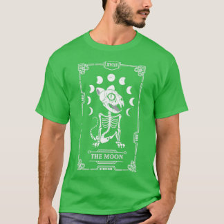Moon Tarot Card Katze Skelett Feline Gothic Hallow T-Shirt