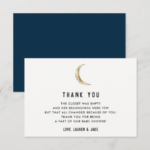 Moon Thème Indigo Baby shower Merci Cartes