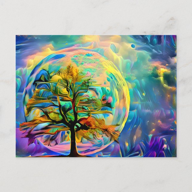 Moon Tree Meadow PERSONALISIERT Notecard OWN ART Postkarte (Vorderseite)