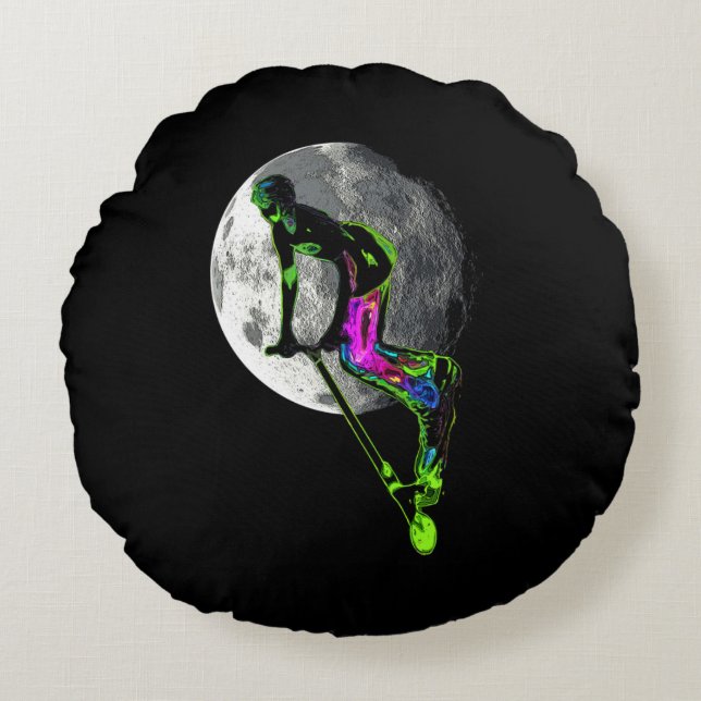 Moon Tripping - Scooter Boy Artwork Rundes Kissen (Vorderseite)