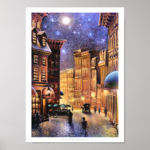 Moon über Altstadt Poster