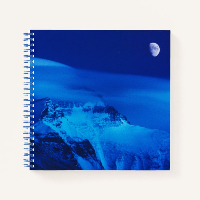 Moon über dem Mt. Everest Tibet, China Notizbuch (Vorderseite)