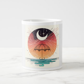 Moon & Umbrella Surreal Boho Line Jumbo-Tasse