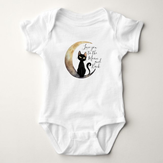 Moon und Black Cat Baby Bodysuit Baby Strampler (Vorderseite)
