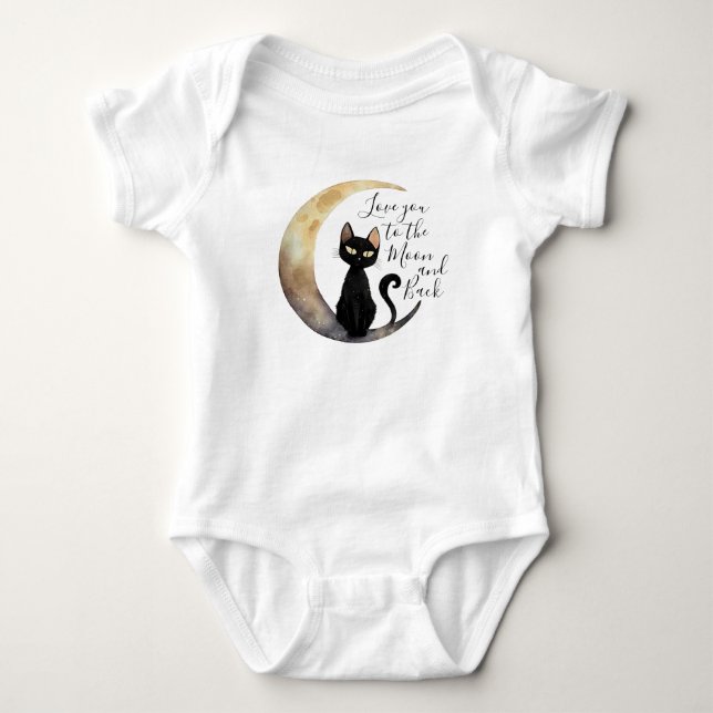 Moon und Black Cat Baby Bodysuit Strampler (Vorderseite)