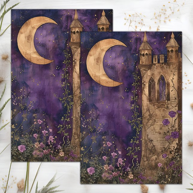 MOON UND CASTLE DECOUPAGE TISSUPAPIER SEIDENPAPIER (MOON AND CASTLE DECOUPAGE TISSUE PAPER)