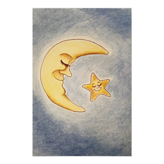 Moon und Star Print Poster (Vorderseite)