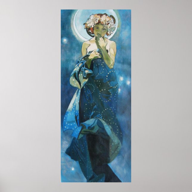 Moon von Alphonse Mucha Poster (Vorne)