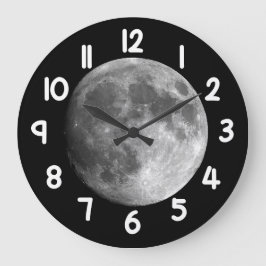 Moon Wall Clock – Black Night Sky Space Home Decor Große Wanduhr