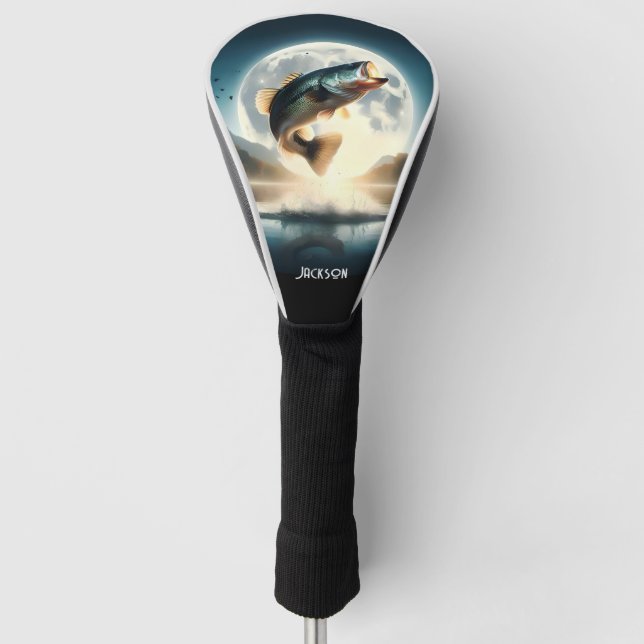 Moon Water & Bass Leaping Golf Headcover (Vorderseite)