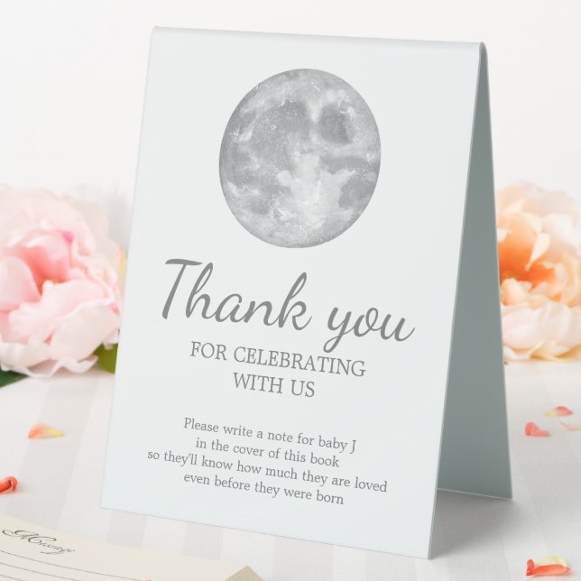 Moon Welcome / Vielen Dank Gästebuchunterschrift Tischaufsteller (In Situ (Hochzeit))