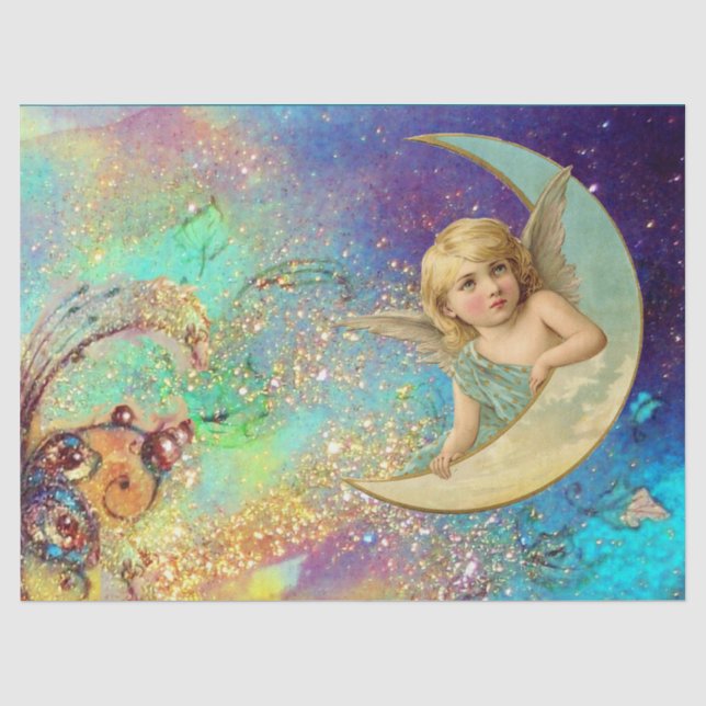 MOONANGEL IN BLAUEN GOLD GELBEN GLITZERN SEIDENPAPIER (Vorderseite)