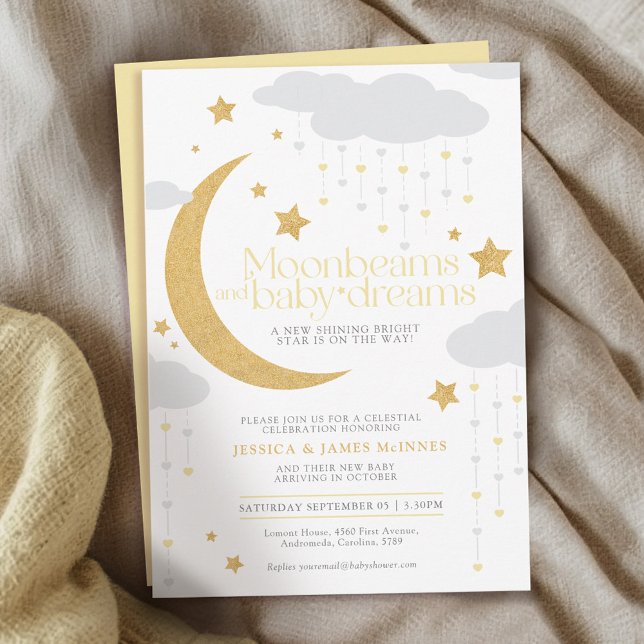 Moonbeam Baby träumt Buttergelbe Babydusche Einladung (Von Creator hochgeladen)
