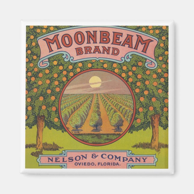 Moonbeam Brand | Vintages Zitruszeichen Magnet (Vorne)