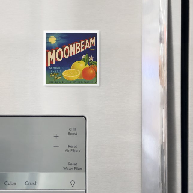 Moonbeam Brand | Vintages Zitruszeichen Magnet (In Situ (Kühlschrank))